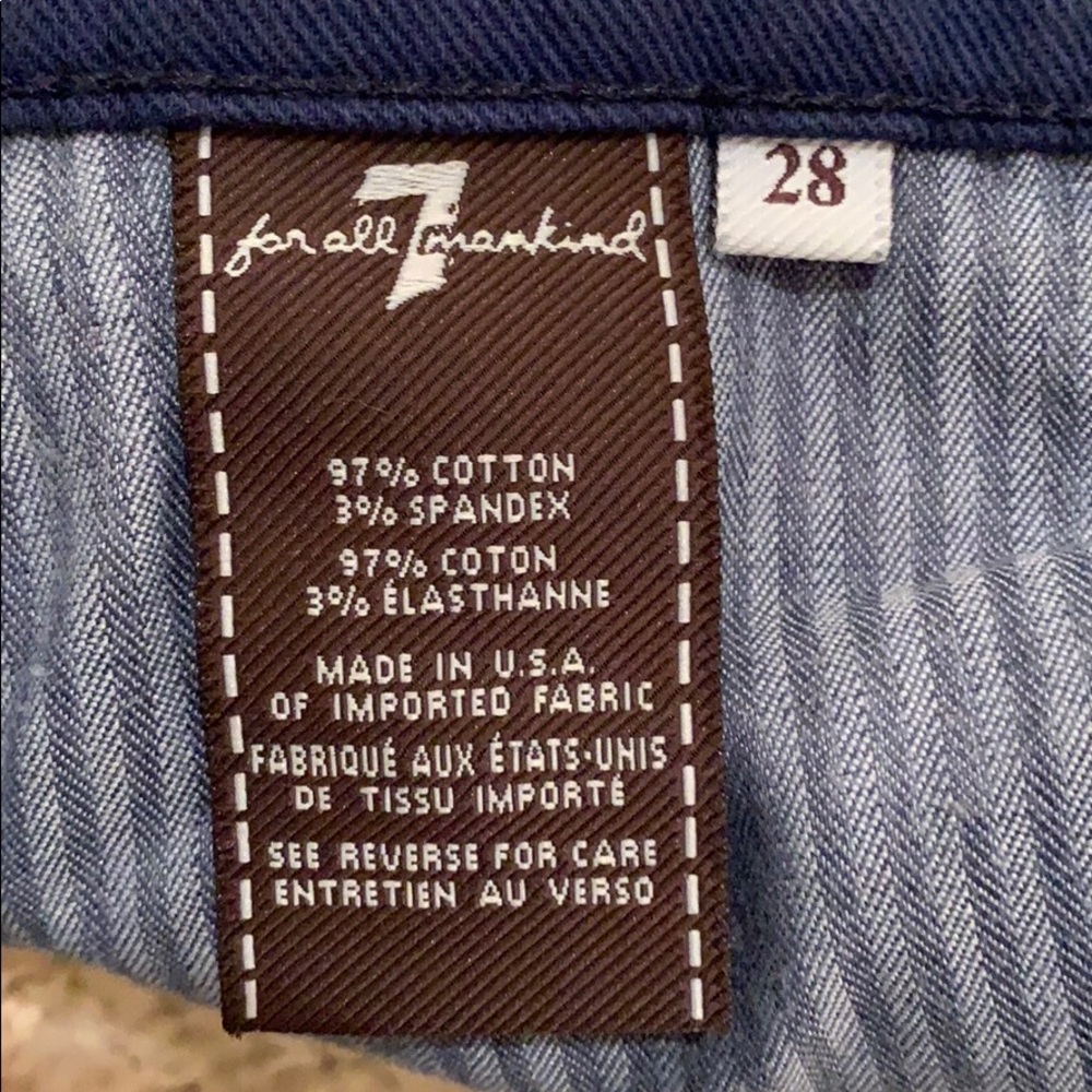 EUC 7FAM Blue Distressed slim cigarette jeans sz28 - Picture 8 of 8